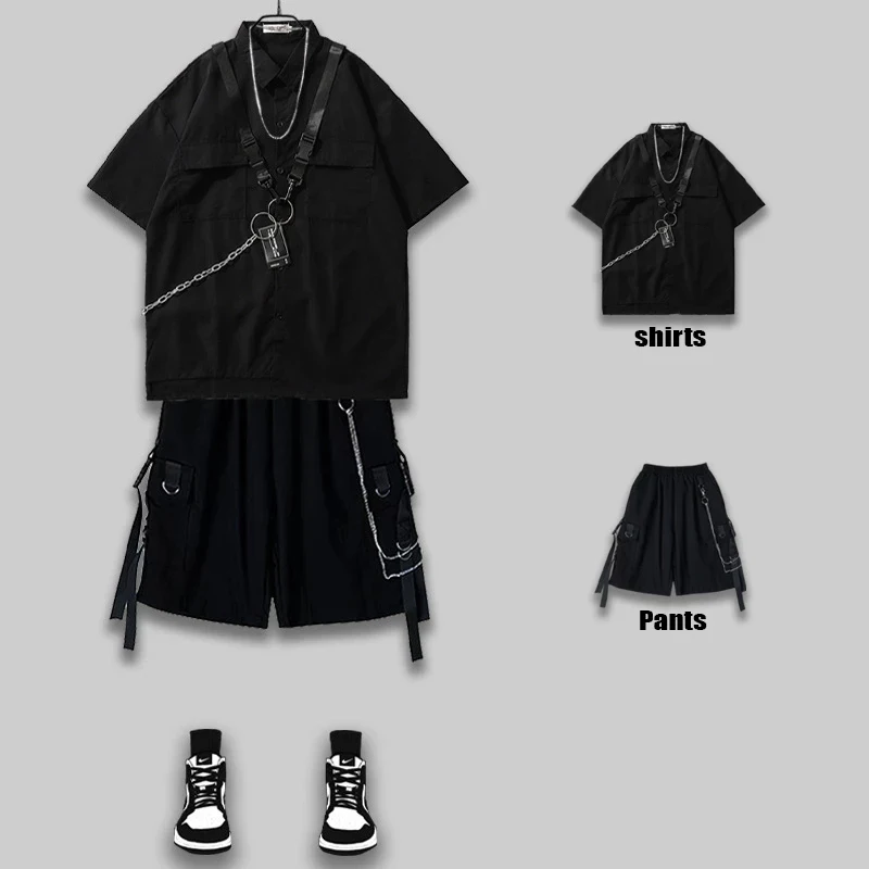 HOUZHOU Techwear готическая одежда мужская рубашка с коротким рукавом панк рейва
