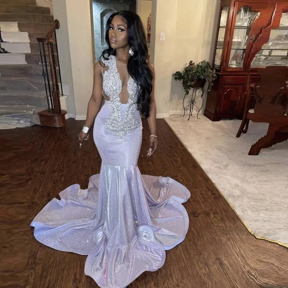 Glitter Elegant Sexy Prom Dresses Sleeveless Mermaid Sequins Appliques Plus Size African Black Girl Formal Evening Party Gowns
Glitter Elegant Sexy Prom Dresses Sleeveless Mermaid Sequins Appliques Plus Size African Black Girl Formal Evening Party Gowns