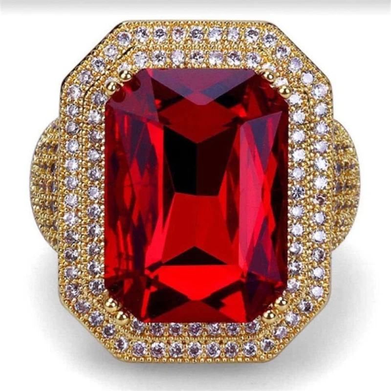 Luxury Golden full Crystal Red Cuboidal Zircon Ring for Women Engagement Party Wedding Rings Jewelry Hand Accessories
Luxury Golden full Crystal Red Cuboidal Zircon Ring for Women Engagement Party Wedding Rings Jewelry Hand Accessories