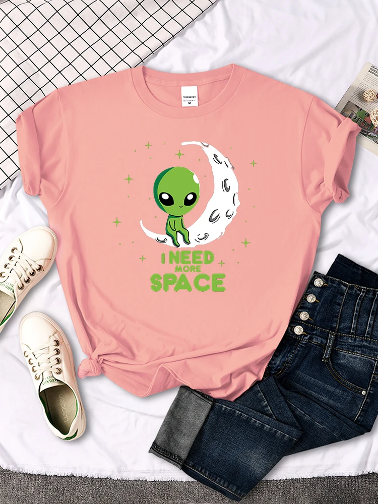Женская футболка с надписью I Need More Space Green Alien топ мультяшным рисунком модная