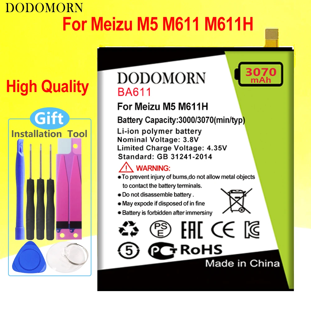 Аккумулятор DODOMORN BA611 для смартфона Meizu M5 5 M611 M611H + номер отслеживания
Аккумулятор DODOMORN BA611 для смартфона Meizu M5 5 M611 M611H + номер отслеживания