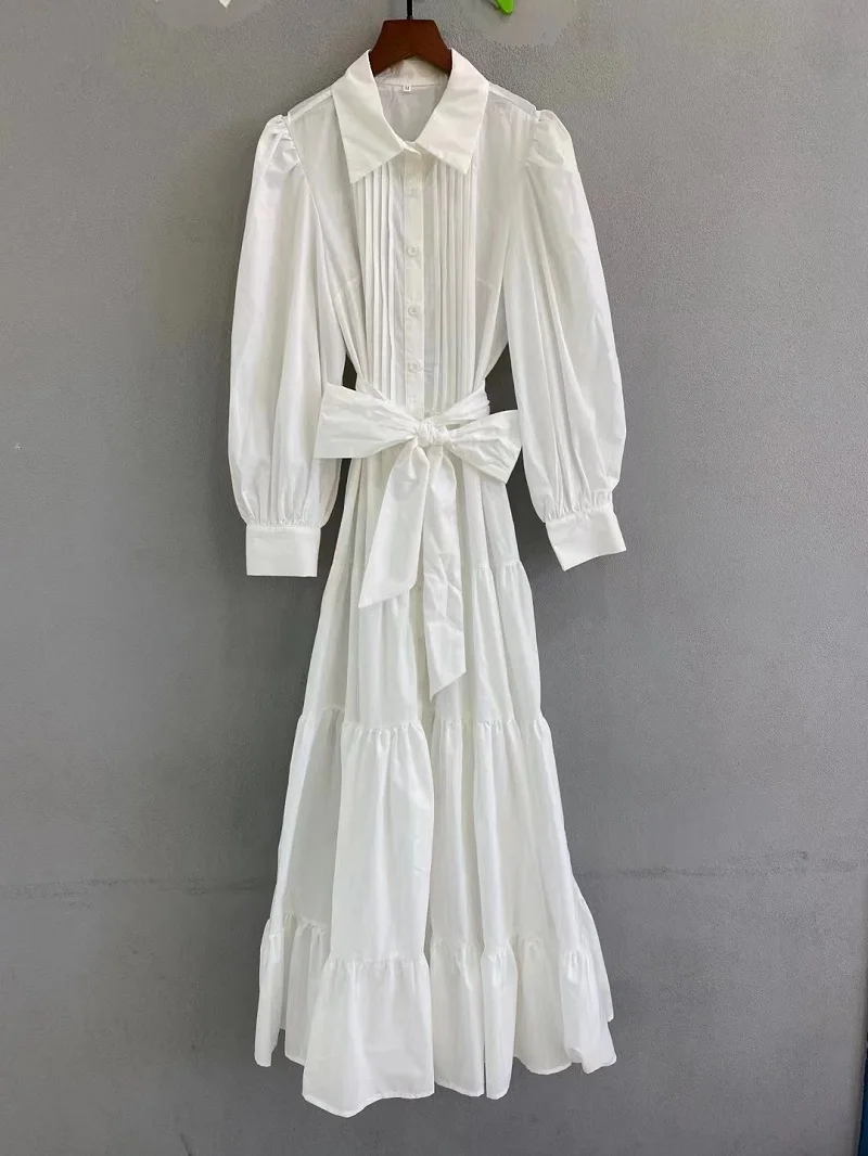 High Quality New 2022 Autumn Long Dress Women Turn-down Collar Bow Belt Deco Long Sleeve Casual Long White Pink Maxi Dress XL
High Quality New 2022 Autumn Long Dress Women Turn-down Collar Bow Belt Deco Long Sleeve Casual Long White Pink Maxi Dress XL