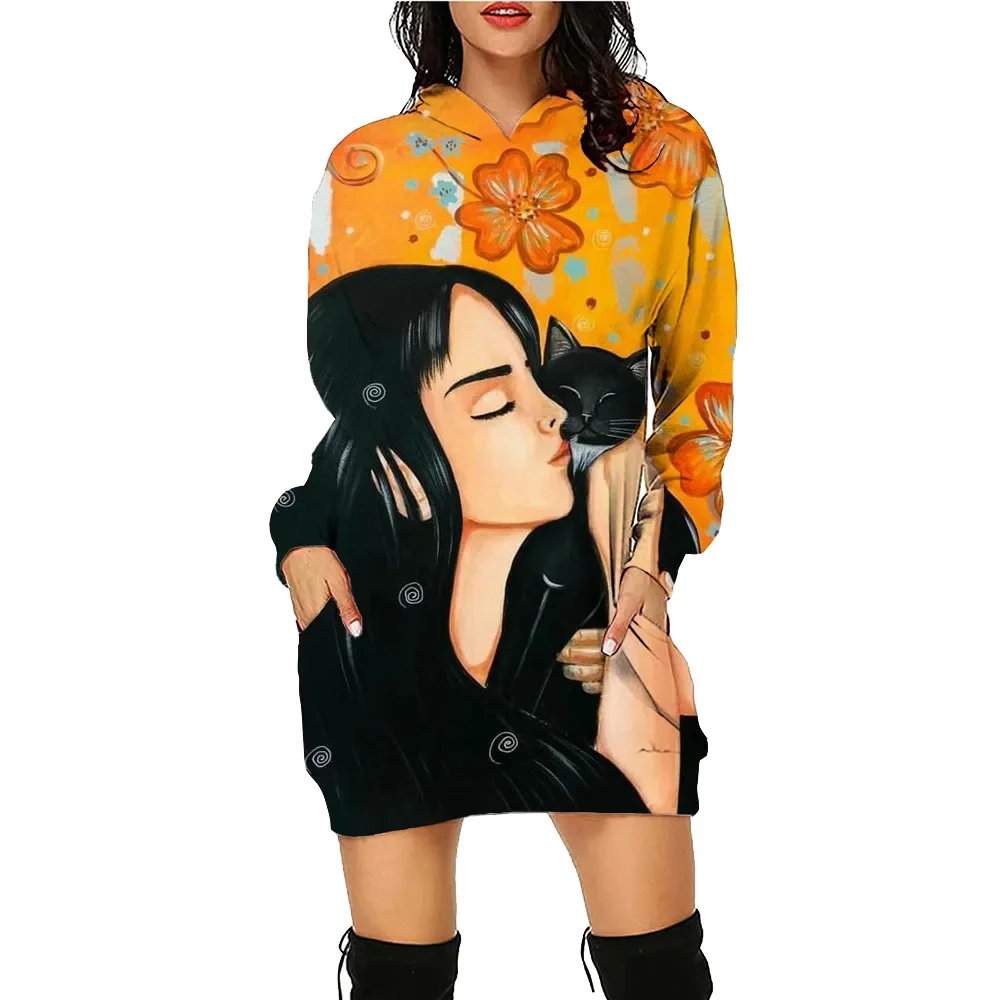 Flower Printed Hoodie Dress Cat Women's Face Daily Workout Hoodies Long Sleeve Pullover Autumn Winter Loose Tee Traf Vestido
Flower Printed Hoodie Dress Cat Women's Face Daily Workout Hoodies Long Sleeve Pullover Autumn Winter Loose Tee Traf Vestido