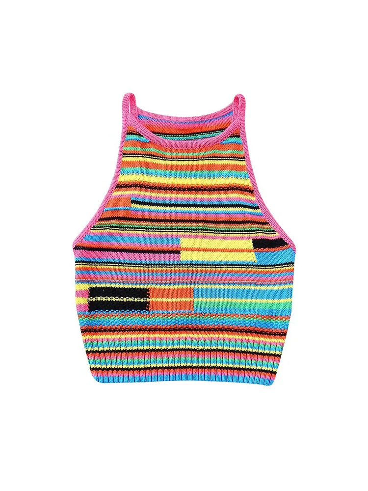 YLJHQX Women 2022 Summer New Fashion Colorblock Knit Top Slim Round Neck Sleeveless Striped Female Camisole Chic Top Mujer
YLJHQX Women 2022 Summer New Fashion Colorblock Knit Top Slim Round Neck Sleeveless Striped Female Camisole Chic Top Mujer
