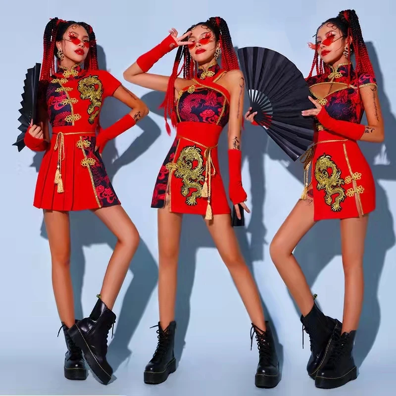 2022 New Chinese Style Women Jazz Dance Costumes Hip-Hop Red Outfits Female Group Performance Stage Costumes Festival Outfits
2022 New Chinese Style Women Jazz Dance Costumes Hip-Hop Red Outfits Female Group Performance Stage Costumes Festival Outfits