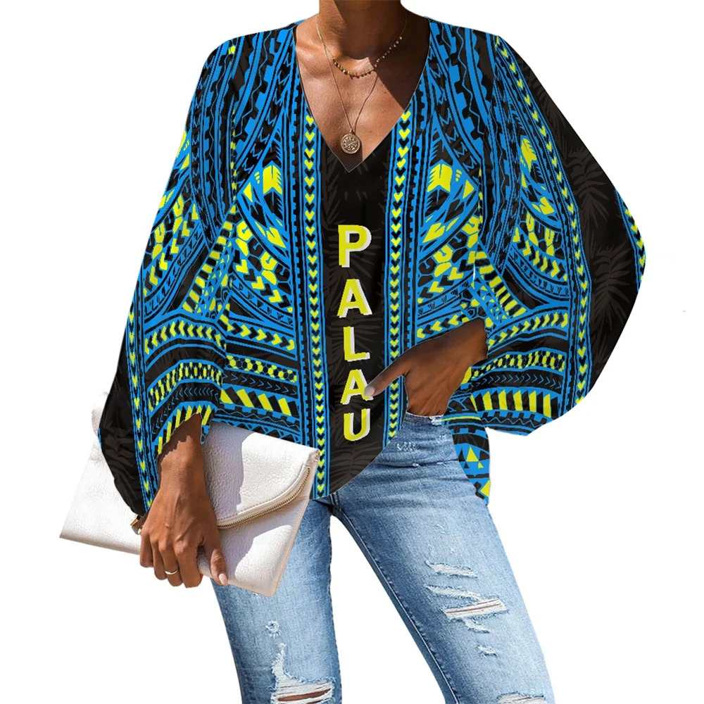 Upscale Good Looking V-neck Shirts Polynesian Tribal Palau Islands Floral Print Women's Blouses Long Sleeve Casual Summer Shirts
Upscale Good Looking V-neck Shirts Polynesian Tribal Palau Islands Floral Print Women's Blouses Long Sleeve Casual Summer Shirts