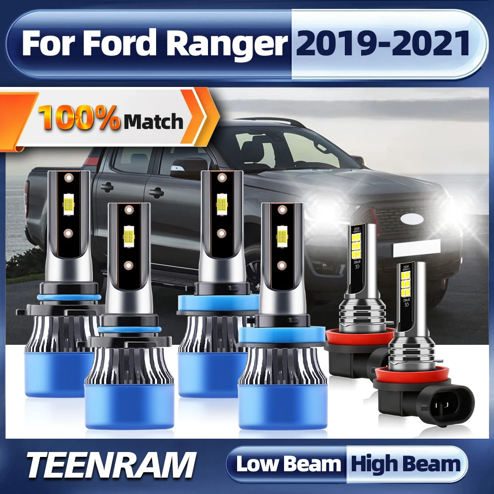 

Лампы Canbus для фар головного света H11 9005 HB3, дальний и ближний свет, 6000 лм, автомобильные фары 12 В, 2019 K, турболампы для Ford Ranger 2020, 2021,