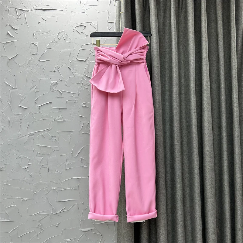 Pink Suit Pants Fashion Bow High Waist Drooping Wide-Leg Pants Women's Spring Summer Loose Straight Pants Office Lady Trousers
Pink Suit Pants Fashion Bow High Waist Drooping Wide-Leg Pants Women's Spring Summer Loose Straight Pants Office Lady Trousers