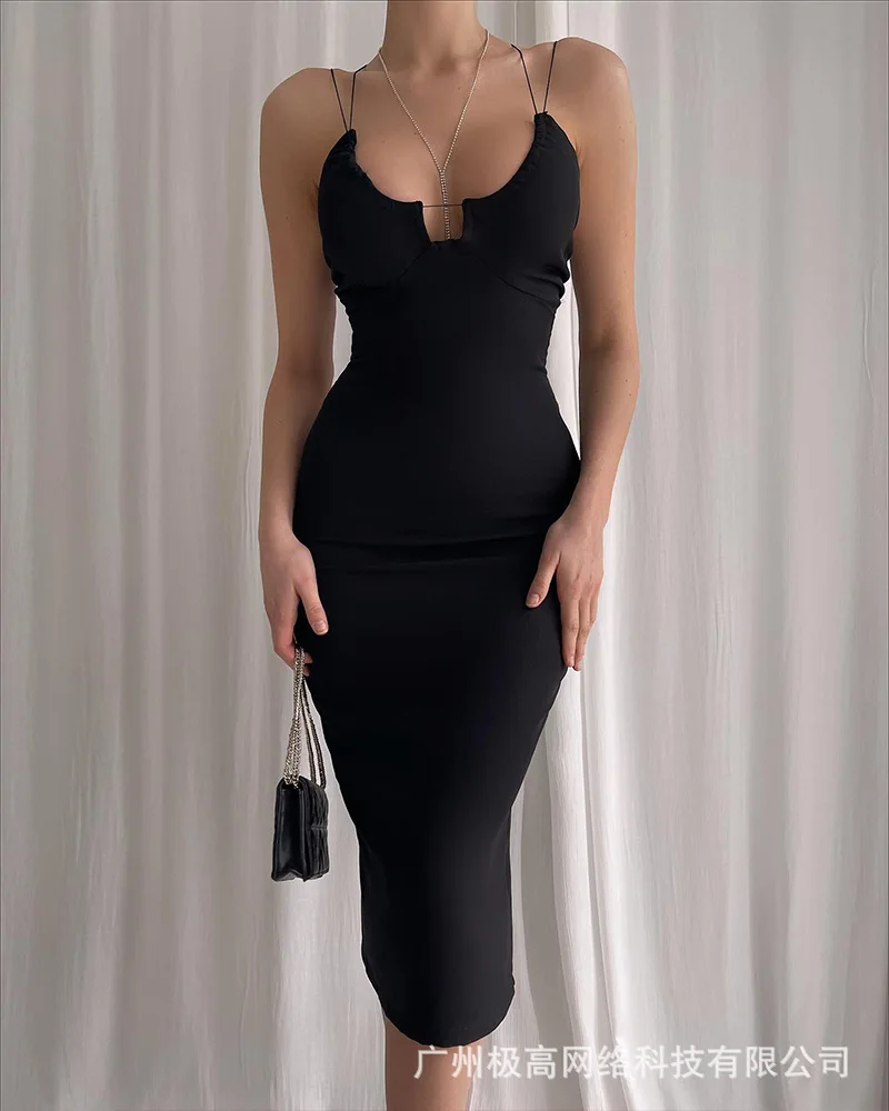 Solid Color O Neck Sleevless Sexy High Waist Spaghetti Strap Plain Bodycon Dress Women Summer Spring Long Slim Dress
Solid Color O Neck Sleevless Sexy High Waist Spaghetti Strap Plain Bodycon Dress Women Summer Spring Long Slim Dress