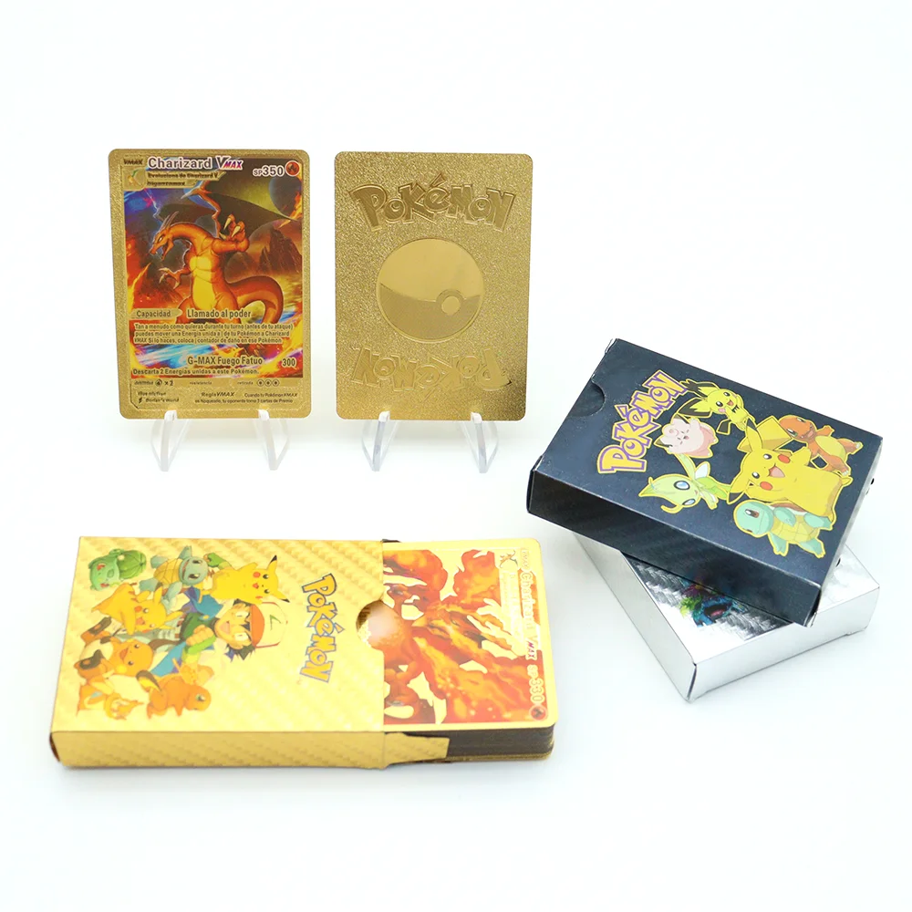 27-55Pcs Spanish English Pokemon Gold Sliver Cards Box Pikachu Charizard Holiday Gift Vmax Game Tag Team Fighting Collection
27-55Pcs Spanish English Pokemon Gold Sliver Cards Box Pikachu Charizard Holiday Gift Vmax Game Tag Team Fighting Collection