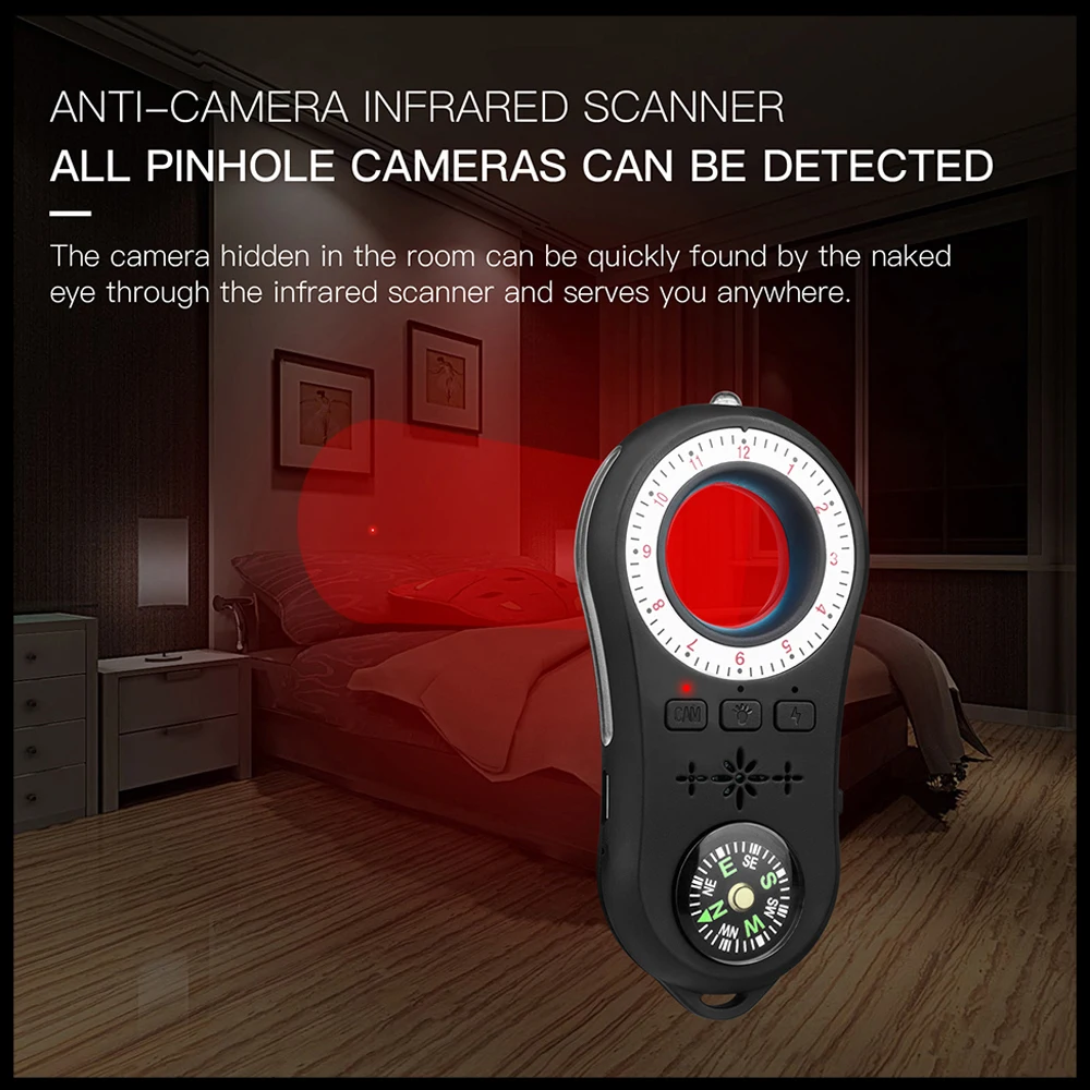 

Portable Anti-candid Camera Detector For Outdoor Travel Hotel Rental LED IR Alarm Hidden Camera Finder with Led Light