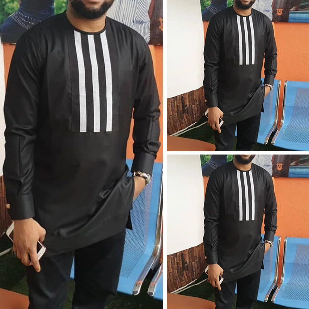 Dashiki African Men Clothes Set Long Sleeve Shirt Trouser Set Men 2 Pieces Outfit Black Printed Fashion Male Top Pant Party Suit
Dashiki African Men Clothes Set Long Sleeve Shirt Trouser Set Men 2 Pieces Outfit Black Printed Fashion Male Top Pant Party Suit