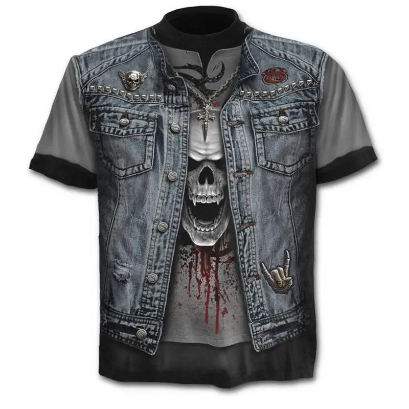Male Motorcycle T-Shirt Vintage Punk Short Sleeve 3d Skull Man Tops Oversized Casual Hip Hop T Shirt Summer Men'S Tees Clothing
Male Motorcycle T-Shirt Vintage Punk Short Sleeve 3d Skull Man Tops Oversized Casual Hip Hop T Shirt Summer Men'S Tees Clothing