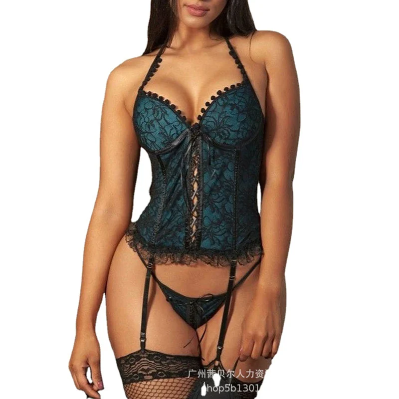 Padded Hanging Neck Bra Set Temptation Garter Belt Thong Sexy Lingerie Suit Women's Erotic Underwear Underwire
Padded Hanging Neck Bra Set Temptation Garter Belt Thong Sexy Lingerie Suit Women's Erotic Underwear Underwire