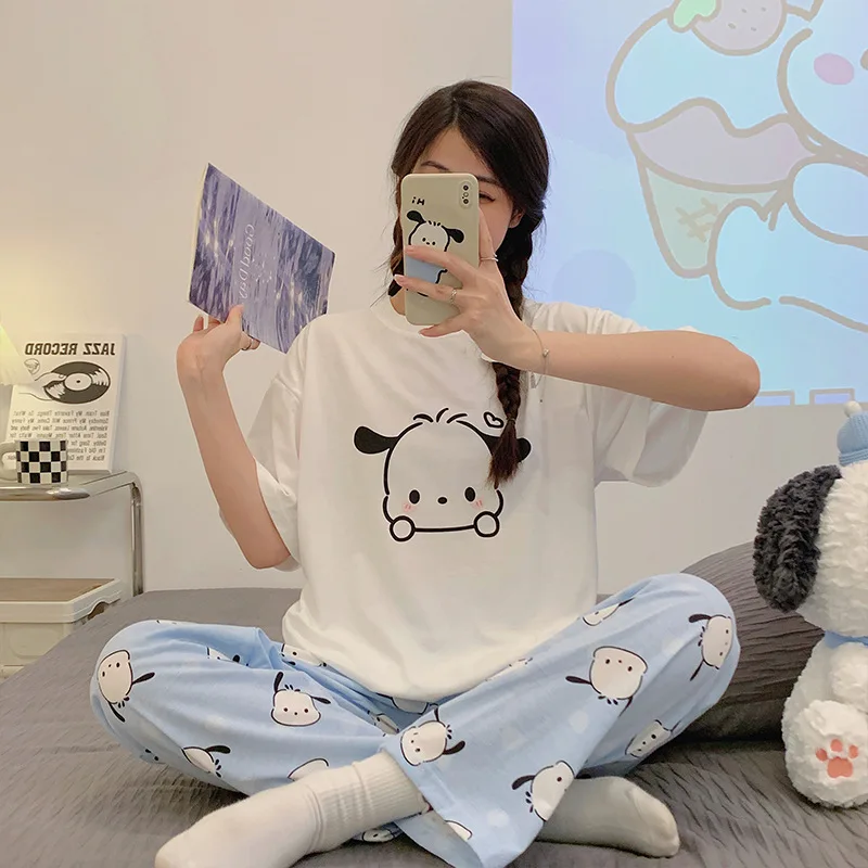 Sanrio Hellokittys Kawaii Pajamas Summer Round Neck Short-Sleeved Loose Pajamas Cartoon Student Pure Cotton Casual Home Clothing
Sanrio Hellokittys Kawaii Pajamas Summer Round Neck Short-Sleeved Loose Pajamas Cartoon Student Pure Cotton Casual Home Clothing