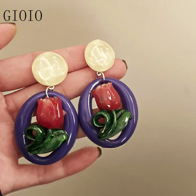 925 silver needle Hong Kong style tulip flower earrings new geometric earrings earrings personality earrings female ear stud big
925 silver needle Hong Kong style tulip flower earrings new geometric earrings earrings personality earrings female ear stud big