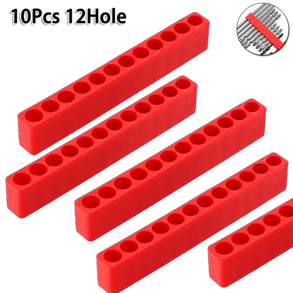 

10pcs 12 Holes Hex Shank Screwdriver Bit Plastic Storage Holder Deck Handle Bit Portable Organizer Drill Bit Stand Strip