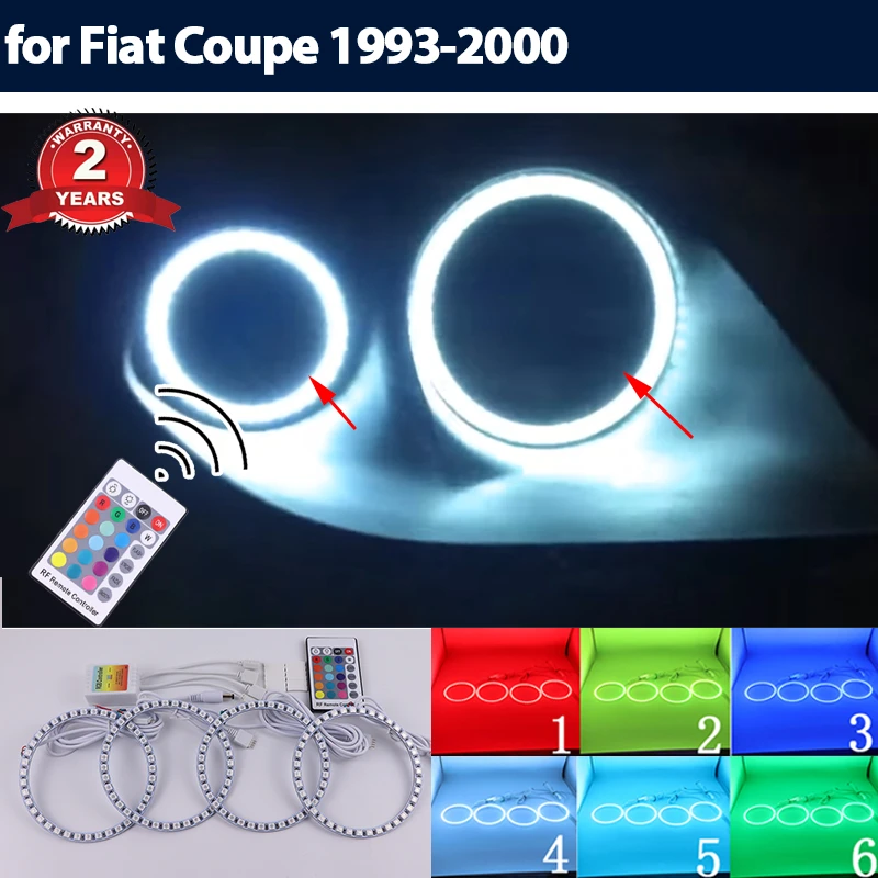 High quality LED Angel Eyes Halo Ring RGB multi-color RF Remote Control Lamp DRL for Fiat Coupe 1993-2000 Car Accessories
High quality LED Angel Eyes Halo Ring RGB multi-color RF Remote Control Lamp DRL for Fiat Coupe 1993-2000 Car Accessories