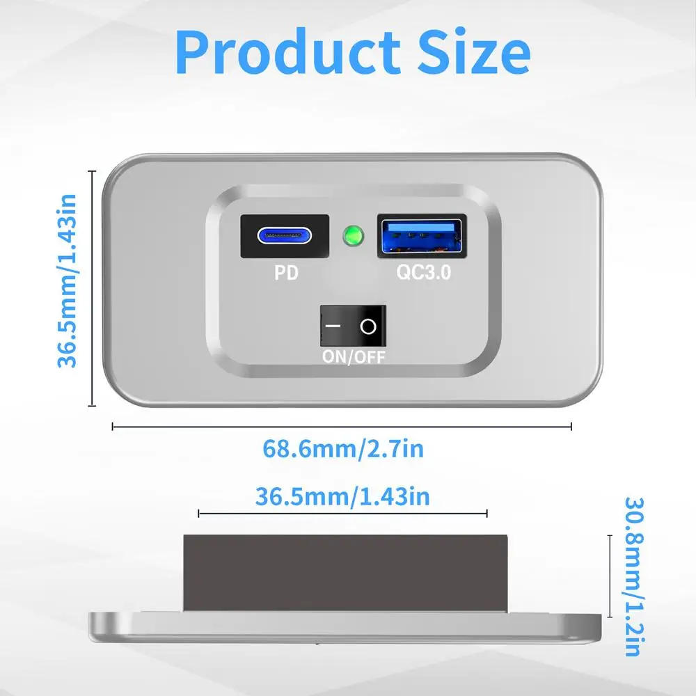 Автомобильное зарядное устройство RV с двумя выходными портами QC3.0, розетки питания для VW T5 T6, трейлеров, фургонов
Автомобильное зарядное устройство RV с двумя выходными портами QC3.0, розетки питания для VW T5 T6, трейлеров, фургонов