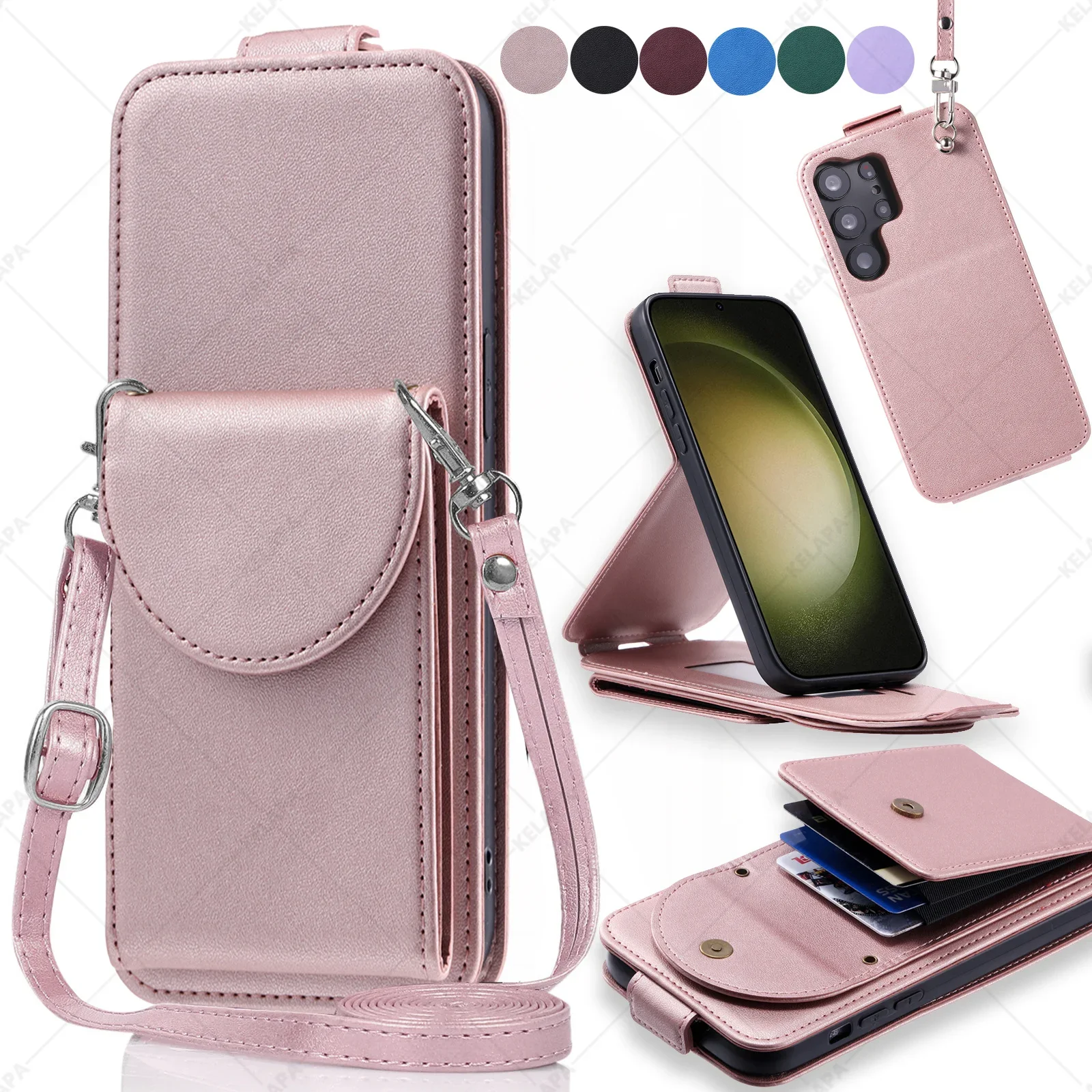 

Crossbody Case For Samsung Galaxy S23 S21 S20 FE S22 Ultra Plus A54 A53 A52s A52 A73 A34 A33 A23 A22 A14 A13 5G Leather Cover