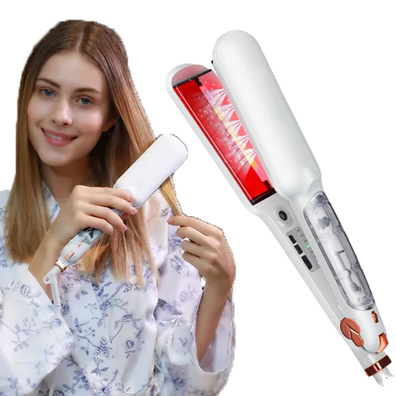 

Profesional Titanium Infrared Hair Flat Iron Electronic Straightener Steampod Steam Heating Comb Hair Straightener