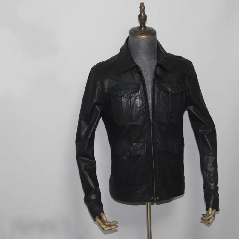 Sheep leather jacket, legitimate leather jacket with many pockets, slim fit, vintage, punk, outdoor areas, 100%
Sheep leather jacket, legitimate leather jacket with many pockets, slim fit, vintage, punk, outdoor areas, 100%