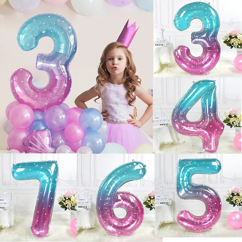 40inch Giant Foil Number Balloon Starry Sky Gradient Color Digital Balloon Kids Mermaid Birthday Party Decoration Air Globos
40inch Giant Foil Number Balloon Starry Sky Gradient Color Digital Balloon Kids Mermaid Birthday Party Decoration Air Globos