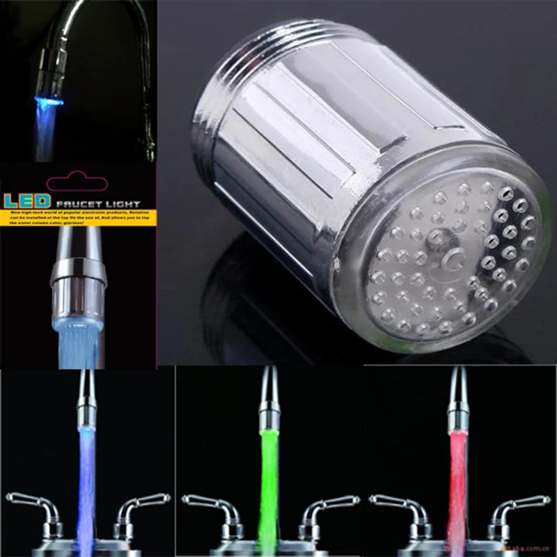 

Mini LED Light Water Faucet Tap 7Color Changing Temperature Sensor Luminous Faucet Kitchen Bathroom Faucet Tap Without Adapter