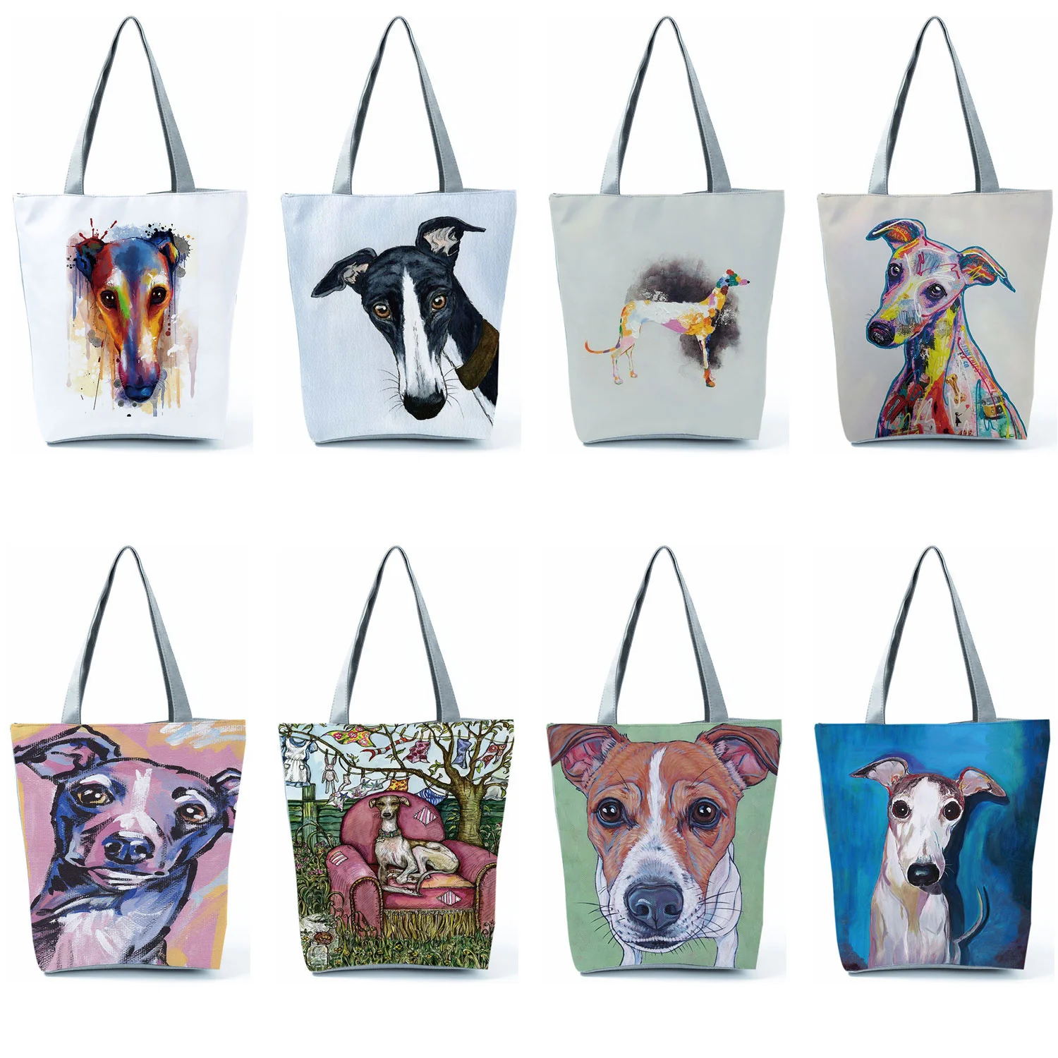 

Персонализированные картины маслом Greyhound, принты собаки, повседневная женская прочная Экологичная сумка для шоппинга, путешествий, Спортивная женская сумка-тоут