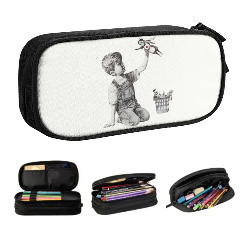 

Cute Banksy Tribute To Nurses Pencil Cases for Girls Boys Custom Street Pop Art Large Storage Pen Box Bag School Supplies