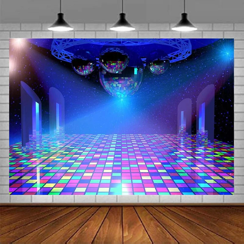 

Backdrop Vintage 70s 80s 90s Disco Ball Stage Night Club Neon Music Birthday Background Disco Theme Party Decor Let's Glow Crazy
