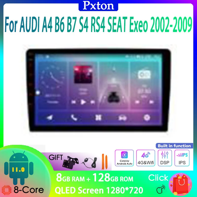 Мультимедийный проигрыватель для AUDI A4 B6 B7 S4 RS4 SEAT Exeo 2002-2009 Carplay Auto 8G + 128G с сенсорным экраном на Android
Мультимедийный проигрыватель для AUDI A4 B6 B7 S4 RS4 SEAT Exeo 2002-2009 Carplay Auto 8G + 128G с сенсорным экраном на Android
