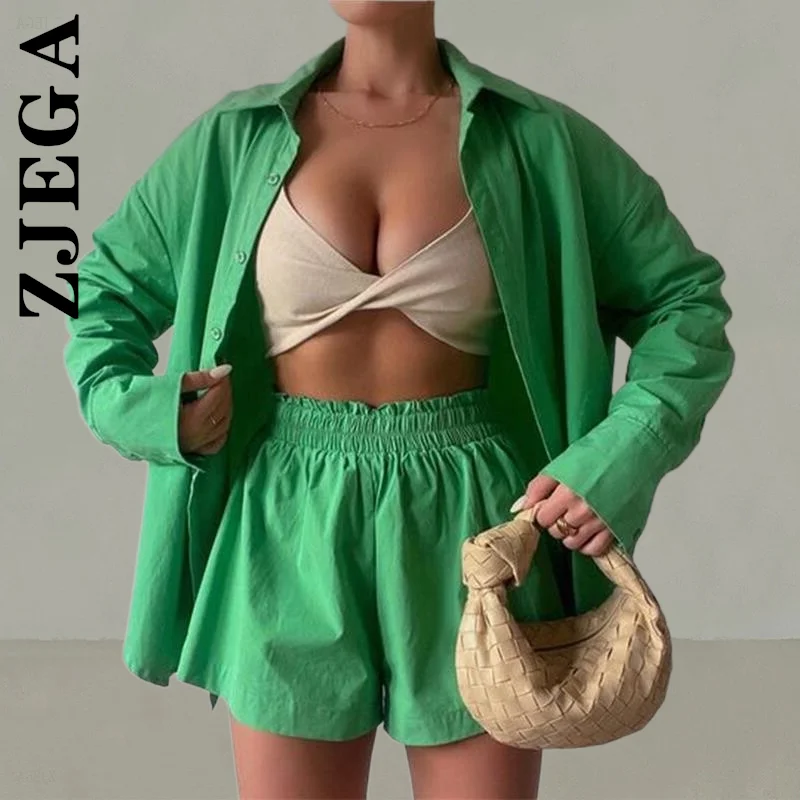 Zjega Women Set New Lady Short Pants Casual High Waist Stylish Cotton Two Piece Sets Sportswear Loose Sweatsuits Women Female
Zjega Women Set New Lady Short Pants Casual High Waist Stylish Cotton Two Piece Sets Sportswear Loose Sweatsuits Women Female