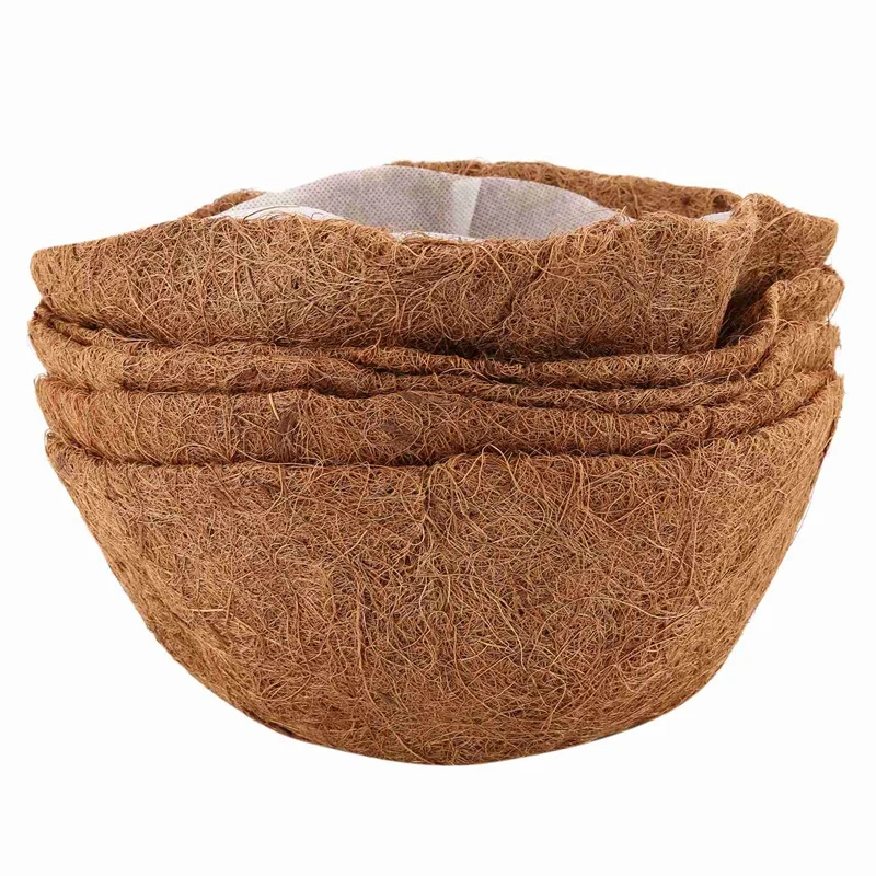 

Coco Coir Liners For Hanging Planter Basket, 4Pcs 12 Inches Half Round Coconut Fiber Plant Basket Liner And 4Pcs Linings