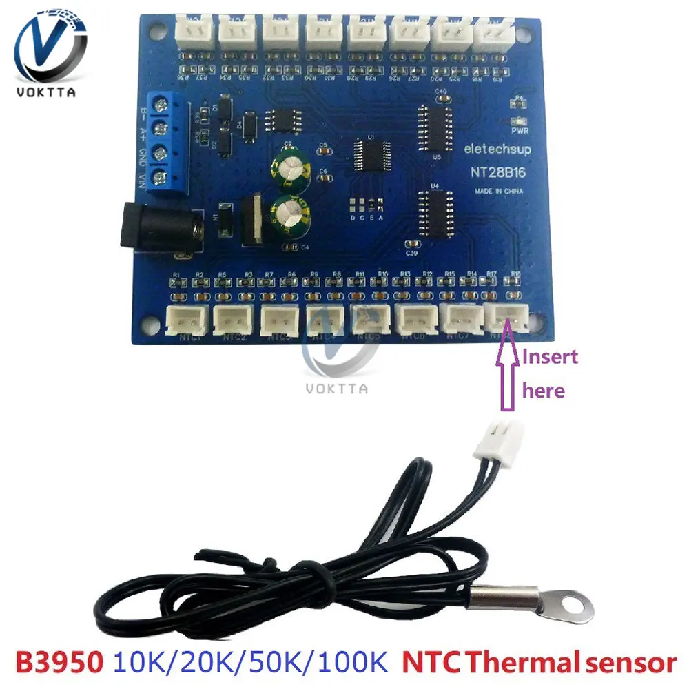 Датчик температуры без бумаги Modbus RTU, 16 каналов, RS485, 10K/20K/50K/100K B3950 NTC, датчик температуры NT28B16
Датчик температуры без бумаги Modbus RTU, 16 каналов, RS485, 10K/20K/50K/100K B3950 NTC, датчик температуры NT28B16