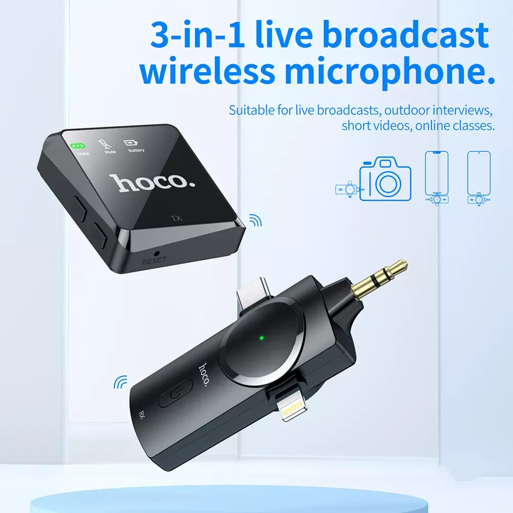 HOCO 3in1 Wireless Lapel Microphone Lavalier Mic Noise Reduction Live Interview Mobile Phone Recording for iPhone Type C Huawei
HOCO 3in1 Wireless Lapel Microphone Lavalier Mic Noise Reduction Live Interview Mobile Phone Recording for iPhone Type C Huawei