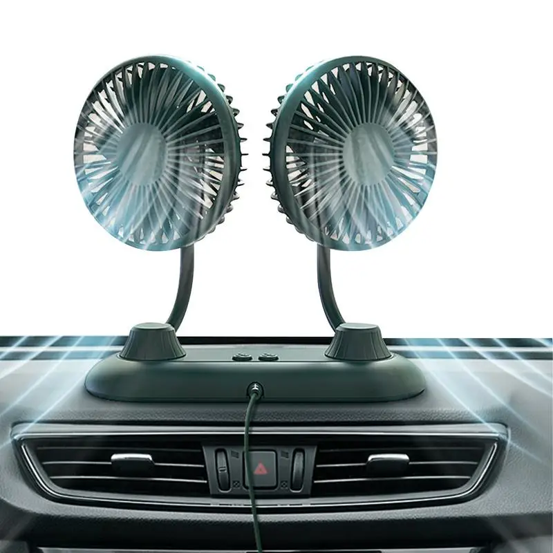 

Автомобильный Вентилятор, регулируемый двухголовочный вентилятор для летнего охлаждения, 4,5 дюйма, воздушные вентиляторы из АБС-пластика, 3 скорости, летний охлаждающий вентилятор с USB-разъемом и мощным воздушным потоком