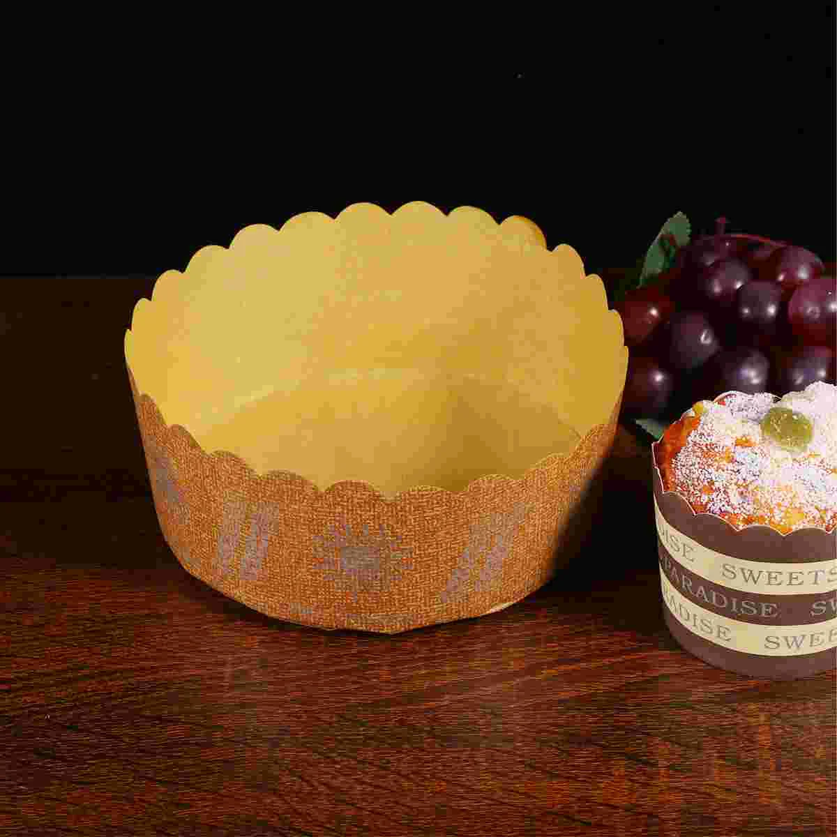 

90PCS Natural Cupcake Liners Kraft Paper Cups Large Sunflower Pattern Cupcake Pastry Muffin Holders 6 Inches for Dessert