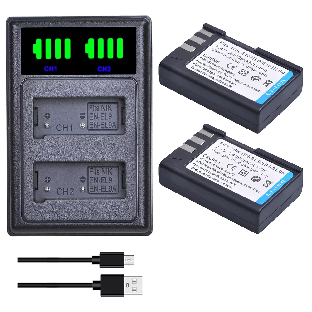2pcs EN-EL9 EN-EL9A EN EL9 EL9A ENEL9 Batteries + LED Dual Charger for Nikon D40 D40X D60 D3000 D5000 Digital Camera
2pcs EN-EL9 EN-EL9A EN EL9 EL9A ENEL9 Batteries + LED Dual Charger for Nikon D40 D40X D60 D3000 D5000 Digital Camera