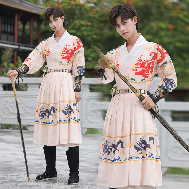 Chinese Traditional Mens Hanfu Robe Ming Dynasty Dragon Printed Brocade Guards Martial Arts Style Flying Fish Cosplay Costume
Chinese Traditional Mens Hanfu Robe Ming Dynasty Dragon Printed Brocade Guards Martial Arts Style Flying Fish Cosplay Costume