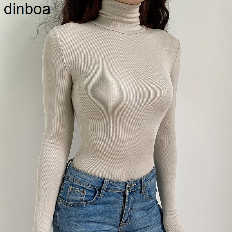 Dinboa- Casual Solid Skinny Turtleneck Long Sleeve Top Bodysuit Warm Basic Woman Body Fall Winter High Neck Sheer Bodysuits Slim
Dinboa- Casual Solid Skinny Turtleneck Long Sleeve Top Bodysuit Warm Basic Woman Body Fall Winter High Neck Sheer Bodysuits Slim