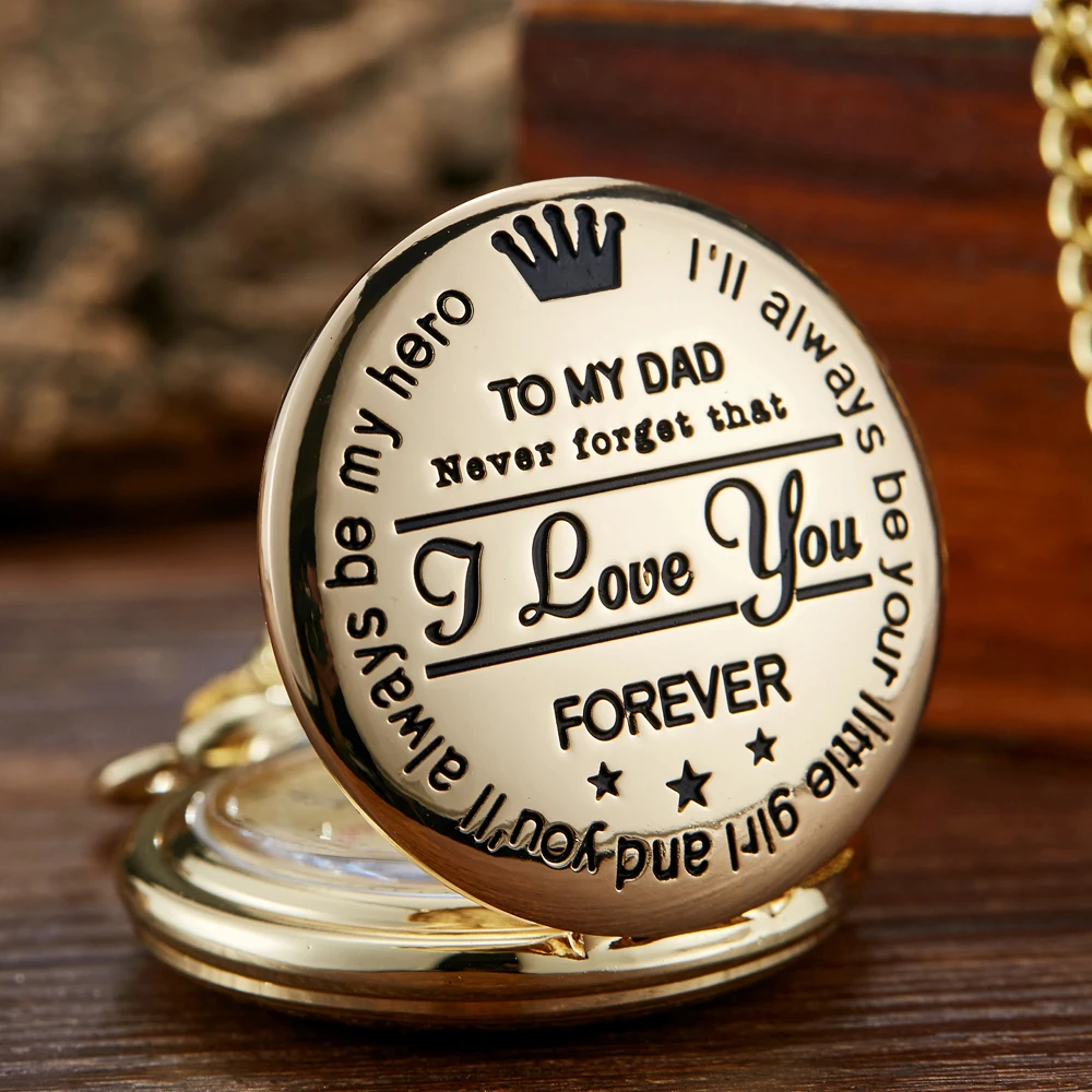 To My Dad I Love You Black Gold Unique Quartz Pocket Fob Watch Necklace Chain Pendant Antique Men Father's Day Present Box Gift
To My Dad I Love You Black Gold Unique Quartz Pocket Fob Watch Necklace Chain Pendant Antique Men Father's Day Present Box Gift
