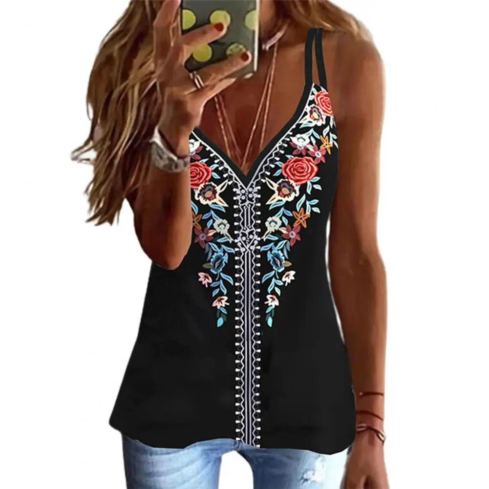 Pullover Top Shrink Resistant Summer Blouse Women Flower Printing Vest Blouse
Pullover Top Shrink Resistant Summer Blouse Women Flower Printing Vest Blouse
