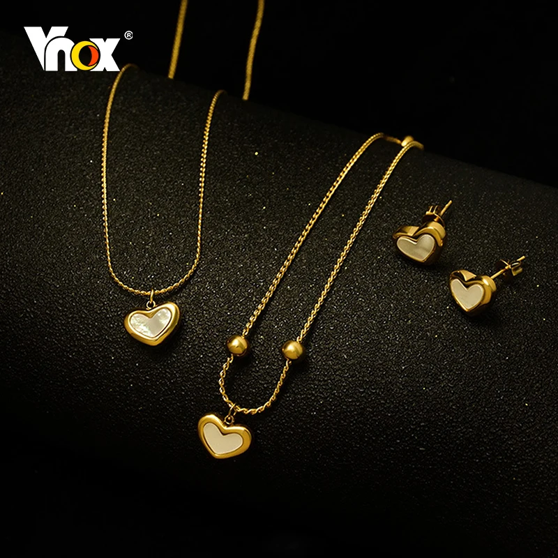 Vnox Romantic Heart Bracelet Jewelry for Women, Gold Tone Stainless Steel Chain Sets with Shell Charm, joias femininas
Vnox Romantic Heart Bracelet Jewelry for Women, Gold Tone Stainless Steel Chain Sets with Shell Charm, joias femininas
