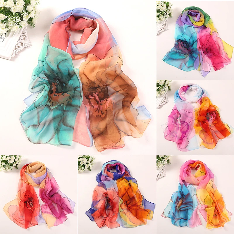 

160*50cm Fashion women Pretty Scarf Summer Sunscreen Shawl Hijab scarf Floral Lotus Design Thin Women Scarves Muffler Foulard