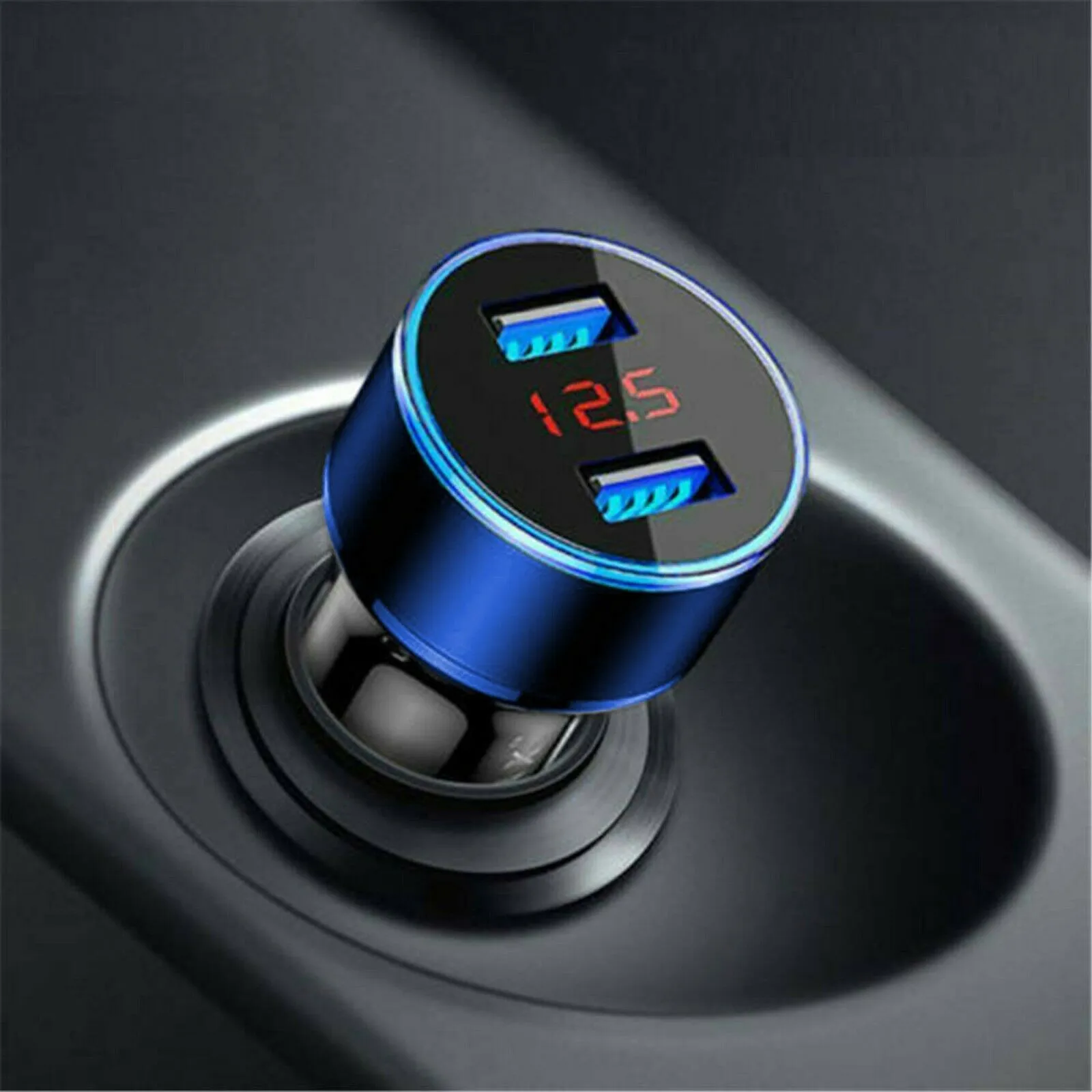 Blue Car Charger 5V Display Car Charger LED Fast QC Charging Phone Charge Plug Aluminum Alloy Multi-Function Halo Digital Car
Blue Car Charger 5V Display Car Charger LED Fast QC Charging Phone Charge Plug Aluminum Alloy Multi-Function Halo Digital Car