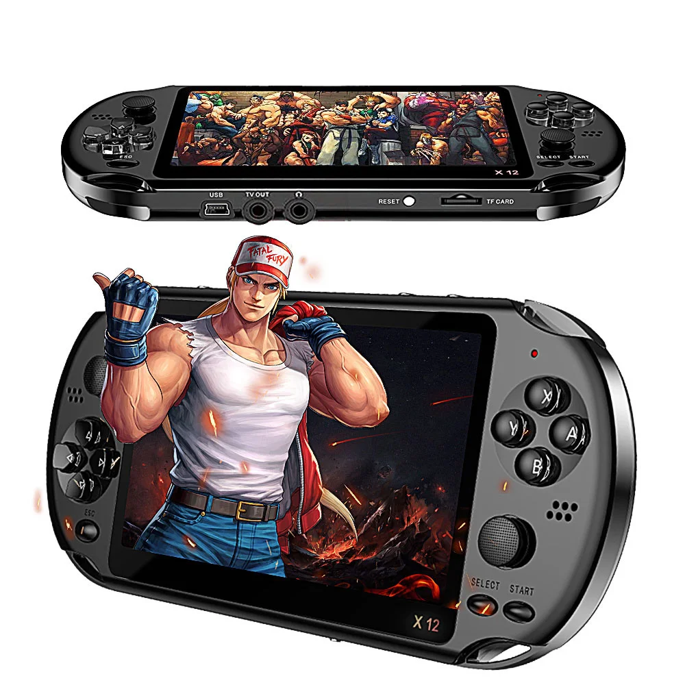 

Портативная игровая консоль X12, оснащенная более 1000 видеоигр для PSP, двойной джойстик, ретро-джойстик, 5,1 дюйма, лучшая