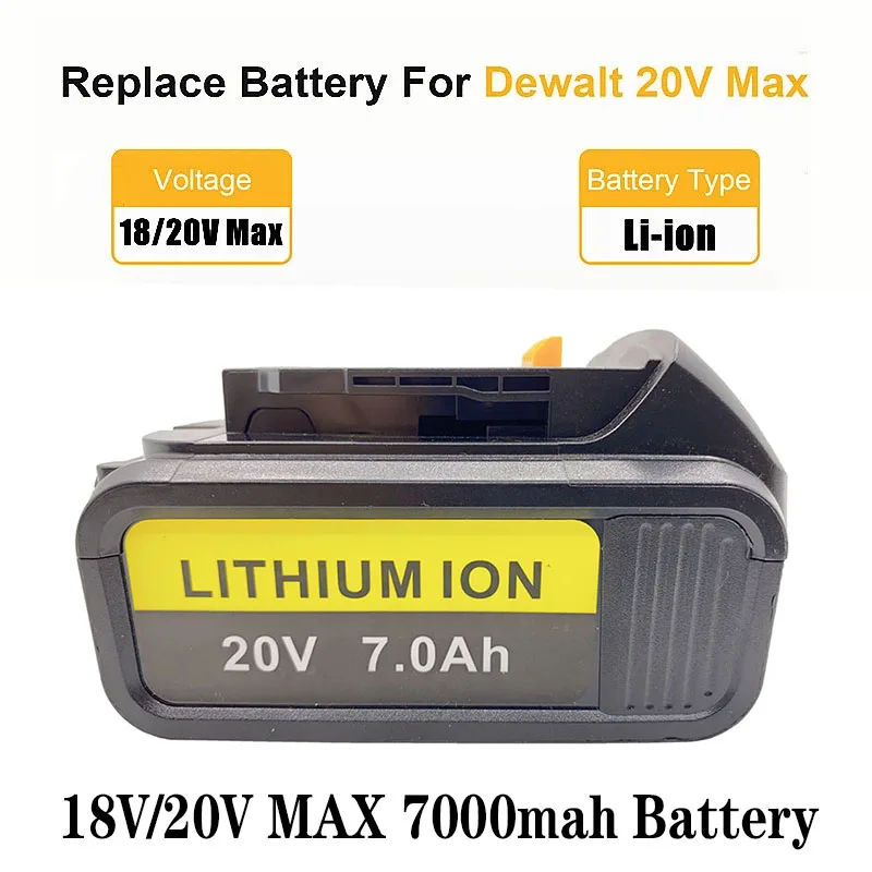 Dewalt - Power Tool Replacement Lithium Ion Battery, 20V, 7.0Ah, DCB200, DCB184, DCB181, FOR DeWalt MAX, XR, 7000mAh
Dewalt - Power Tool Replacement Lithium Ion Battery, 20V, 7.0Ah, DCB200, DCB184, DCB181, FOR DeWalt MAX, XR, 7000mAh