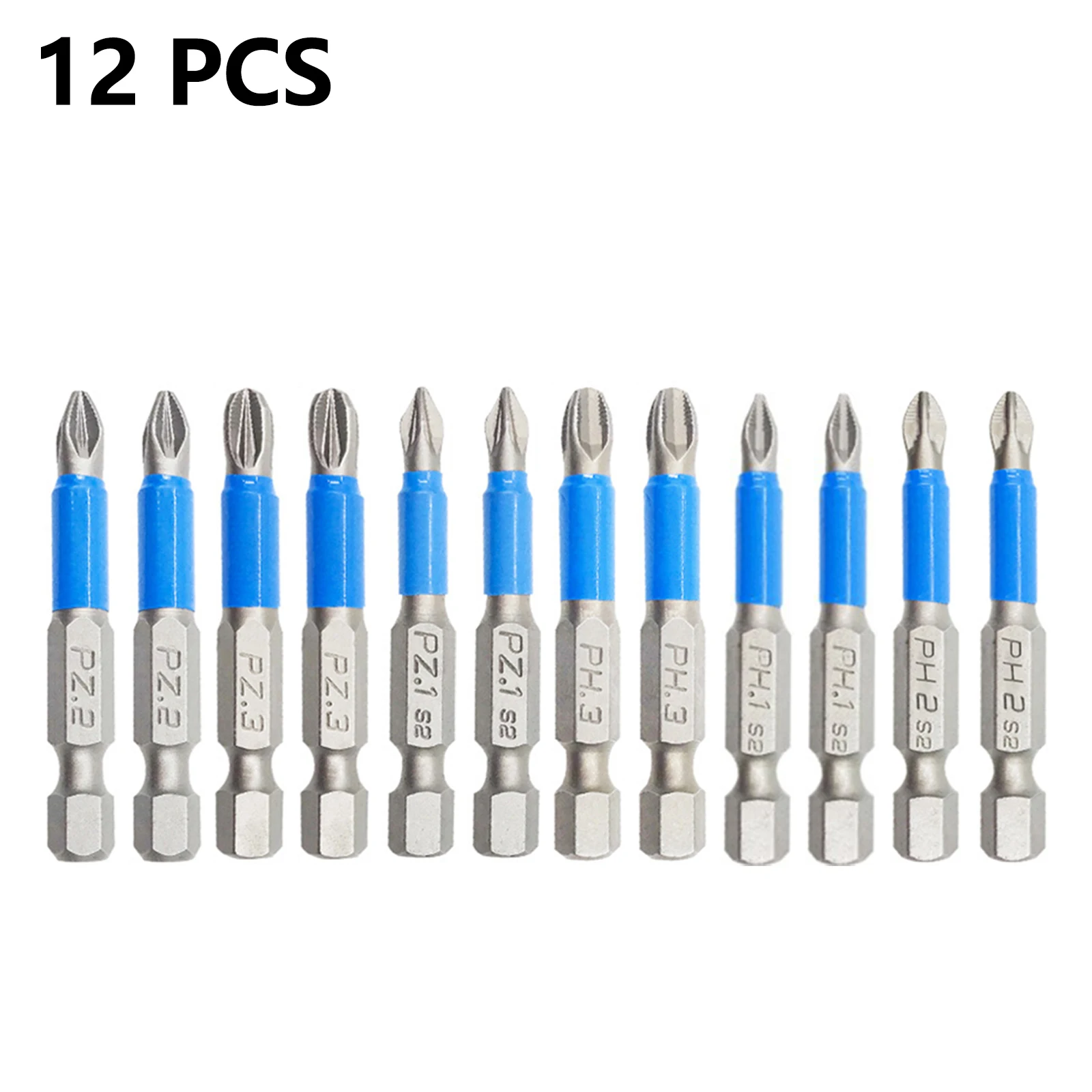 12pcs 50mm Screwdriver Bit Set PH1, PH2, PH3, PZ1, PZ2, PZ3 High Hardness Blue Alloy Steel Screwdriver Magnetic Electric Tool
12pcs 50mm Screwdriver Bit Set PH1, PH2, PH3, PZ1, PZ2, PZ3 High Hardness Blue Alloy Steel Screwdriver Magnetic Electric Tool