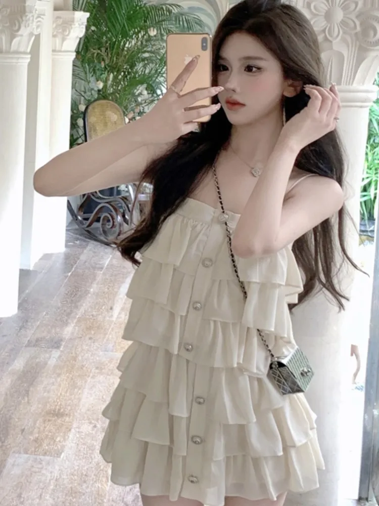 Sweet Skirt Set Layered Design Solid Kawaii Women Summer Spaghetti Strap Top Tierred Birthday Party Korean Chic Clothes
Sweet Skirt Set Layered Design Solid Kawaii Women Summer Spaghetti Strap Top Tierred Birthday Party Korean Chic Clothes